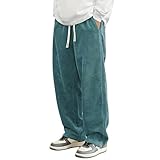 Kirakuco Pantaloni Giapponesi Uomo Larghi Pantalonis di Velluto A Coste Lunghi Taglio Dritto Modello Pantalone con Vita Elasticizzata e Cordino Baggy Elasticizzati Casual Sweatpants Verde Menta M