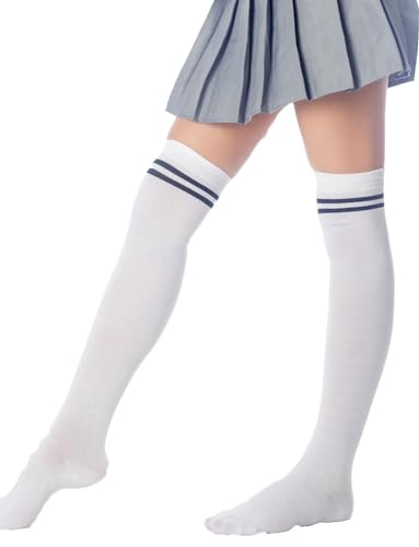 Image of iB-iP Women's Football Style Stripes Sports Thigh High Long Socks