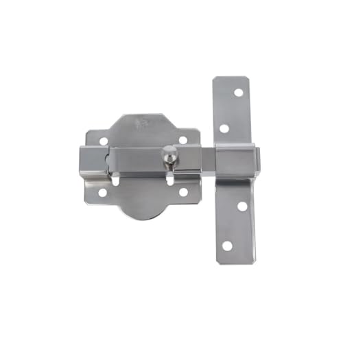 Amig - Cerrojo de Sobreponer para Puertas de Entrada o Traseras Mod. 1P - 105 x 165 mm - Acero - Plateado - Pasador de Alta Seguridad - Pestillo sin Llaves y Gran Resistencia