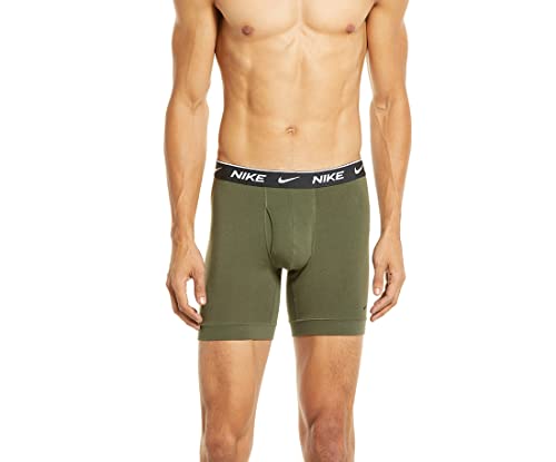 Nike 3Pk Boxer Brief Cotton Mens Active Underwears Size XL, Color: Olive/White