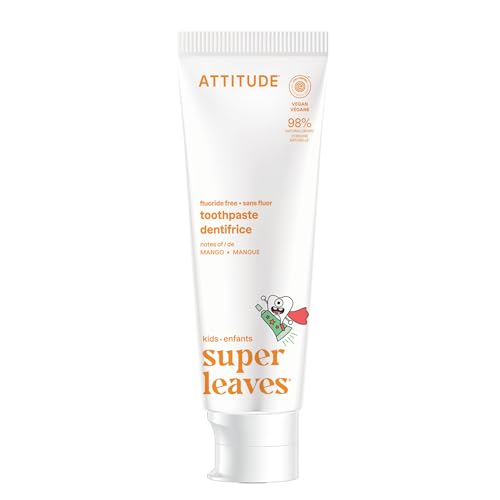 Attitude Kids Fluoride-Free Toothpaste EWG Verified Plant- and Mineral-Based Ingredients Vegan Sugar-Free Mango 4.2 Oz