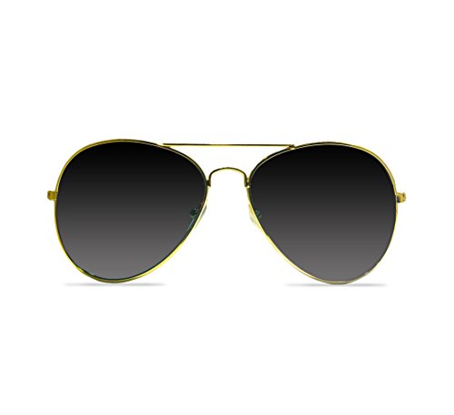 Big Mo's Toys Gold Dark Aviator Sunglasses Shades – 70’s Style Adult Aviators Costume Glasses - 1 Pair3