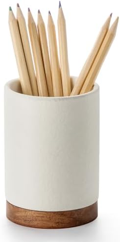 Ceramic Pen Holder for Desk, Pencil Cup Organizer and Makeup Brus...