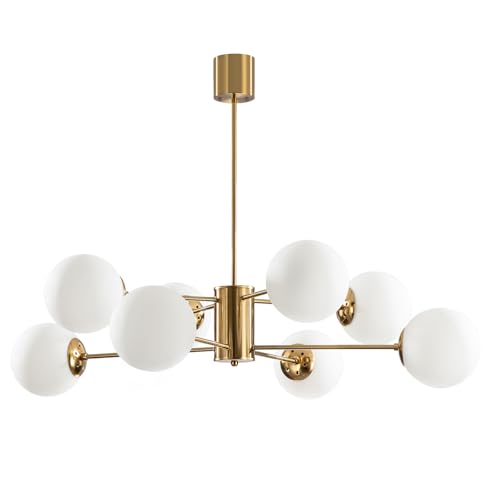 KCO Lighting 北欧モダン シャンデリア ペンダントライト 8灯 シーリング マルチアーム E26口金 高さ調節可能 調光対応 延長ロッド付き LEＤ対応 おしゃれ 天井照明 照明器具 インテリア ダイニング リビング キッチン