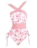 haikyuu Women Anime One Piece Swimsuit Kawaii Bathing Suit Front Crossover Swim Suit Hollow Out Shark Strawberry Milk Prints (as1, Alpha, s, Regular, Regular, Standard, Pink)