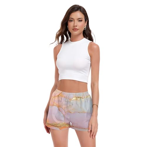 Boxer court en tissu tissé femme GuoChe avec taille élastique ample style boyfriend