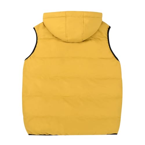 Image of MADHERO Men's Puffer Vest with Hood Water-Resistant Winter Puffy Vests Outerwear Mustard Yellow Size M
