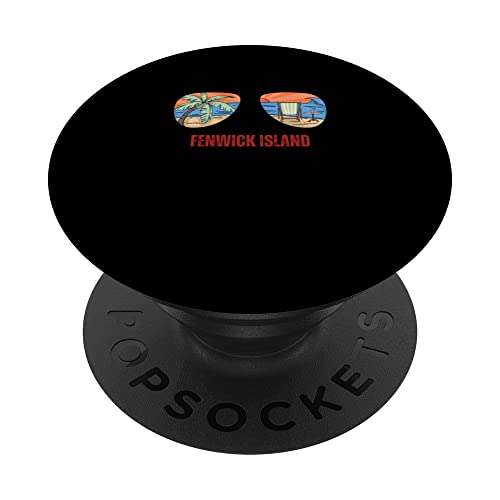 Fenwick Island Beach Vacation Retro Sunglasses Ocean View PopSockets Swappable PopGrip, Black