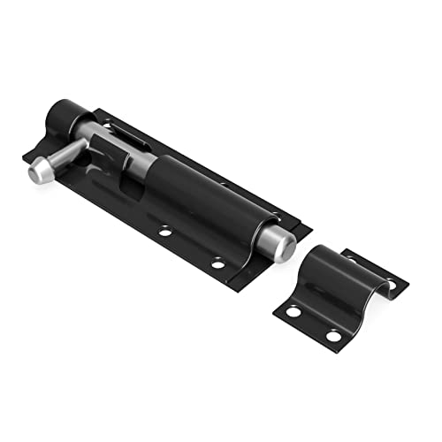 QUERGO Straight Tower Bolt Black 100mm (4") Heavy Duty Black Coated, for Increase Security on Garden Gates Shed Doors - Image 2