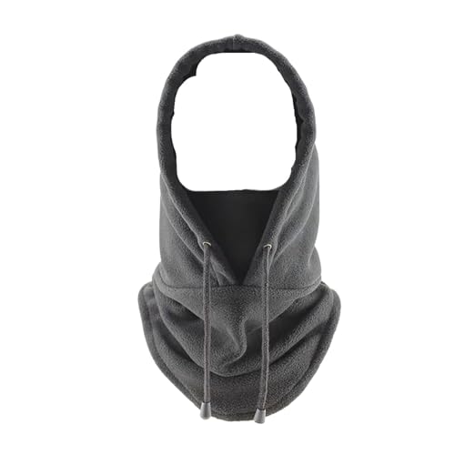 Cagoule polaire en peluche grise pour homme et femme | Bonnet écharpe hiver chaud