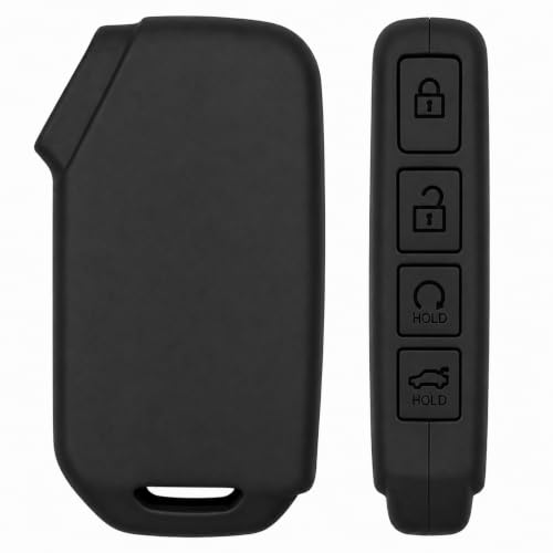 Image of JVCV Soft TPU Key Cover Compatible with Kia Seltos 2023 Facelift HTX Carens X Line Sonet Facelift Clavis EV 3 /4 Button Smart Key | Shockproof Case (Matte Black)