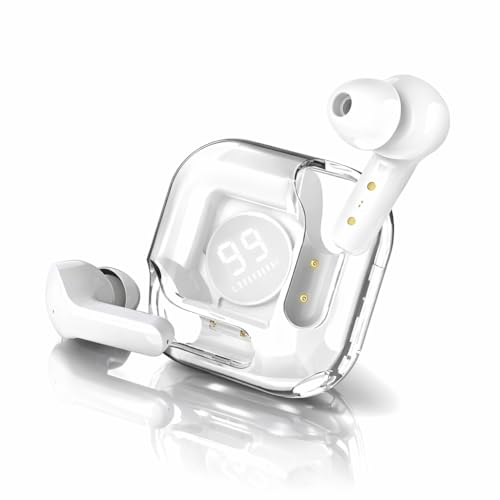 Image of TM12 Gaming TWS Earbuds - Ultra Low Latency 40ms, Bluetooth v5.3+ENC for Clear Calling, 40Hrs Playtime, Bass Boosted, Premium Wireless Headphone, Touch Control, IPX4 & Voice Assistance. White