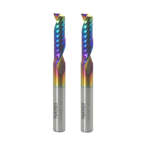 Image of Tools Solid Carbide CNC Spiral Single Flute End Mill - for Acrylic Plate Aluminum, Wood, Plastic, Brass, Copper Cutting - 1 /4 Diameter 1 /4 inch Shank 2.5 inch Length,1 Flute (1 /4-1-2.5 inch 2PCS)