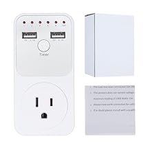 Countdown Timer Socket, 1800W Intelligent Programmable Switch Surge Protector Plug Timer Outlet, 10h Light Timers for Lamps Indoor with Dual USB Port