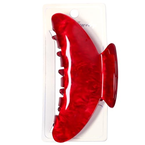 OWIIZI Durable Acetate Hair Clips for Women 4.13 Cute Hair Claw Clips Ponytail Barrette Strong Hold Acrylic Butterfly Jaw Hair Accessories for Girls Long Thick Hair(Red)