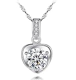 Silver White/Purple Zirconia a Forma di Cuore Collana a Sospensione per Donne Regalo da 45 cm Collette di Girocollo a Catena di Collegamento immagine