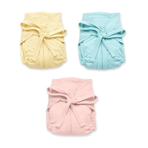 Image of Organic Bamboo Cotton Baby Nappies Pack of 3 | Soft, Breathable & Reusable Solid Cloth Diapers | Multicolor 0-3 Months