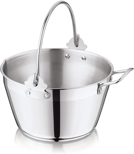 Penguin Home 8.5L Maslin Pan with 14cm Wide Neck Jam Funnel, Stainless Steel Pot with Steel Canning Funnel for Preserving Combo Maslin Pan & Jam Funnel with Side Handle - Image 3
