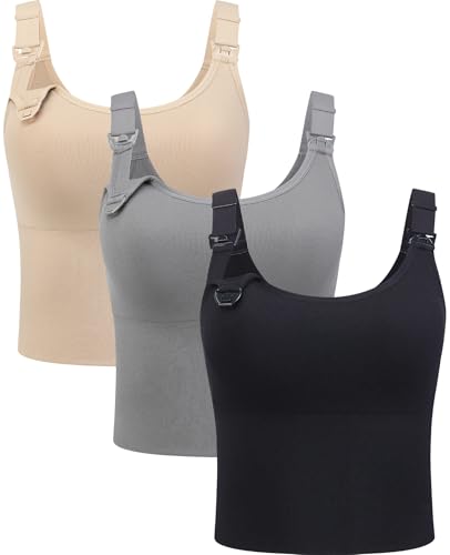 Suekaphin Nursing Longline Bra Tank Top Crop,Maternity Support Sport Bra,Pullover Wide Straps Sewn Cups for Breastfeeding
