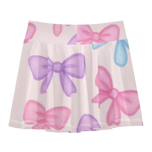 Athletic Shorts for Girls Skorts Pastel Bow Blue Pink Purple Toddlers Tennis Skirts Rainbow Teen Cheer 3t2