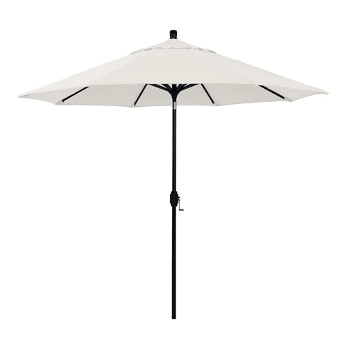 California Umbrella 12-Year-Non-Fading, 9Ft Premium Sunbrella Patio Umbrella, Hand-Crank, Button-Tilt, Black Frame, Natural Fabric by California Umbrella - Used condition - US$244.16