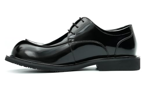 Santimon Mens Dress Shoes Casual Oxfords Patent Leather Debry Fashion Business Prom Formal Wedding Square Toe Walking Shoes for Men3