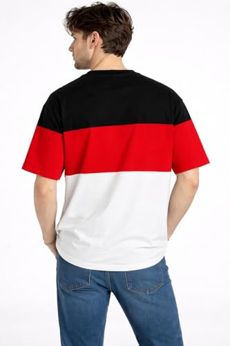 Image of Stylish Men Color Block Oversized Half Sleeve Round Neck T-Shirt