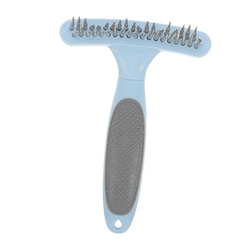 Happyyami Pet Cleaning Brush Double Row Pin Rake Comb Comfortable to Clean Long-lasting Dog Grooming Tool