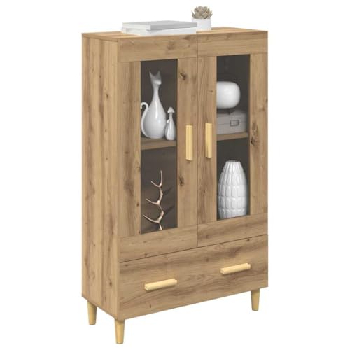 Vitrina de cristal y madera de roble Artisan de 70x31x115 cm con cajón inferior 4