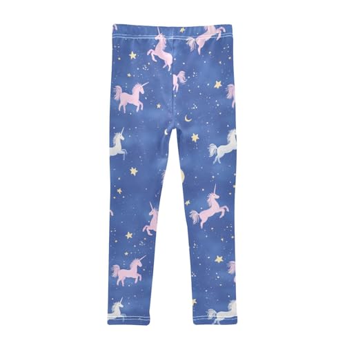 Cartoon Unicorns Girls' Leggings Toddler Doodles Flying Sky Kids Yoga Pants Dance Active Tights 4T2