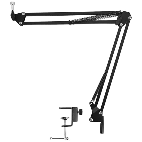 arlote Support de Bras de Ciseaux de Microphone 75Cm de Haut Support de Suspension de Microphone de Table pour Support de Microphone USB Pro Bleu