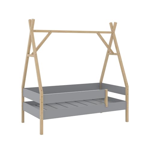 VitaliSpa Lit d'enfant Bali, Gris, 80x160 cm, avec roulettes pour Une Utilisation Flexible sous Les Lits Mezzanine