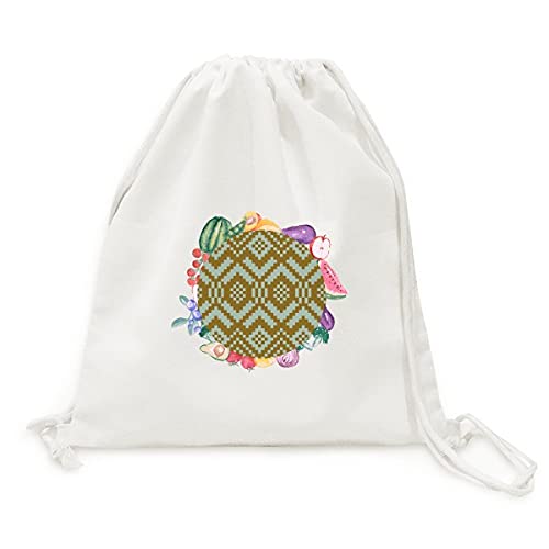 Sac en tissu pliable tan et bleu pour vos marchés de fruits frais