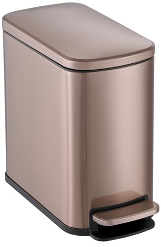Image of SIMPLI-Magic 6L /1.6G Stainless Steel Bathroom Trash Can with Hands-Free Foot Pedal, Quiet Soft-Close Lid, Compact Space-Saving Size