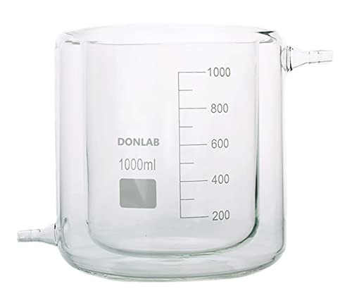 DONLAB CFN-1000 Glass 1000ml/1L Graduated Flat-Bottom Low-Form Jacketed Beaker Double-Layer Lab Reaction Beaker