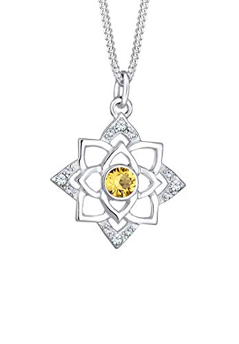 Preisvergleich Produktbild Elli Halskette Geburtsstein Lotus Swarovski® Kristalle 925 Silber
