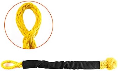 QWORK Soft Shackle Synthetic Rope, 1/2 Inch x 20 Inch, 42,000lbs Breaking Strength Shackle Recovery Rope with Sleeve for Road Towing Sailing ATV Truck, 1 Pack