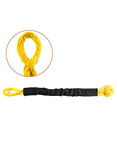 Foto von QWORK® 1cm x 50 cm Soft schäkel, 14T Bruchfestigkeit Schäkel Recovery Seil mit Gurtschlauchprotektor, 2 Stück