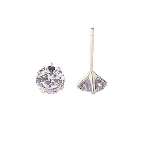 Boucle D?oreille Femme- Petites Boucles D'oreilles en Argent Sterling de Fleurs en Zircone Cubique Plaqué Or Blanc Cartilage (3 mm / 4 mm / 5 mm) (Clair de lune,8 mm) Cover