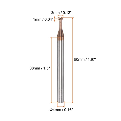 Harfington HTA221011HH1501 T Slot End Mill Milling Cutter 3Mm Cutting 1Mm Depth 4Mm Shank Solid Carbide Titanium Coated 4 Flutes thumb #1