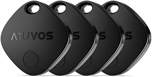 ATUVOS Air Tracker Tag 4 Pack, Smart Key Finder Luggage Tracker Compatible with Apple Find My (iOS Only, Android not Supported), Bluetooth Item Locator for Bags, Suitcase, Wallet, Replaceable Battery.