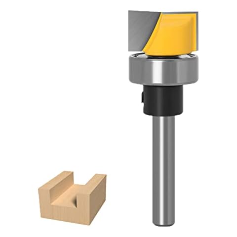 Baorder 1/4 Inch Shank Flush Trim Router Bit,Hinge Mortise Template Cleaning Bottom Router Bit with Bearing Woodworking Milling Tool,3/4" Cutting Diameter Cover