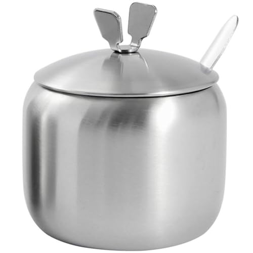 Cabilock Stainless Steel Condiment Jar Salt Jar Sugar Bowls Lid Canisters Sets Easy to Clean