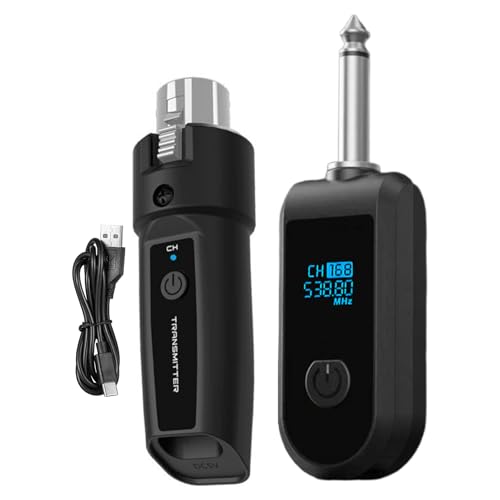 Fyrdyn Adaptador Inalámbrico para Micrófono | Adaptador para Guitarra Eléctrica - Transmisor Receptor Inalámbrico para Aficionados a la Música Karaoke Canto y Vídeos Blog