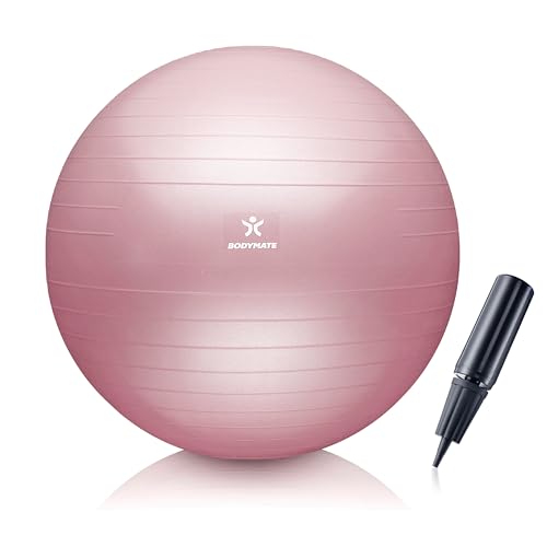 BODYMATE Gymnastikball Sitzball Trainingsball mit GRATIS E-Book inkl. Luft-Pumpe, Ball für Fitness,...