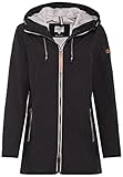 camel active Damen Langer windabweisender Windbreaker Outdoorjacke aus recyceltem Polyester in Schwarz und Grün Schwarz womenswear-44
