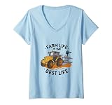 Femme Tracteur officiel Farm Life Is The Best Life Farmer Rancher T-Shirt avec Col en V