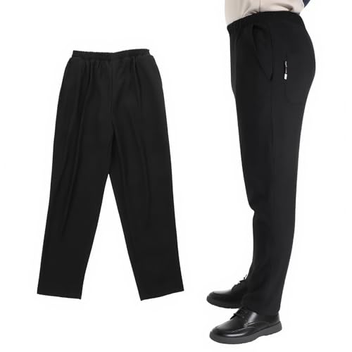 CLISPEED Pantalons de Chef Respirants Polyester-Coton pour Hommes Pantalons de Travail Noir