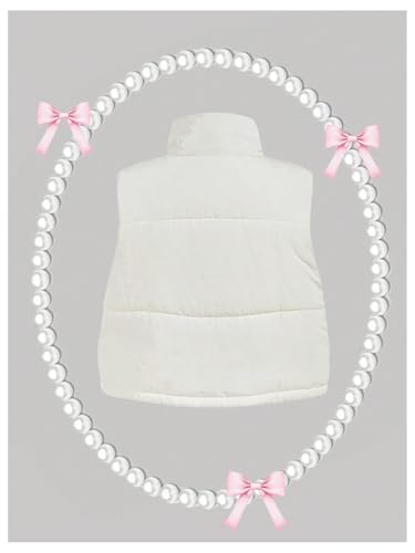 MakeMeChic Women's Bow Front Padded Vest Mock Neck Sleeveless Quilted Puffer Jacket Outerwear2