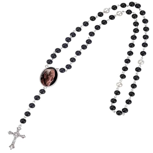 DVDKOLA Rosario personalizado con imagen y nombre, collar de cuentas de rosario de acero inoxidable personalizado para hombres y mujeres, cuentas de oración cristiana, Talla única, Acero inoxidable
